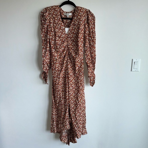 NWT Joie Haruko Long Sleeve Floral Print Lightweight Relaxed Midi Dress Size 2 - Picture 4 of 8